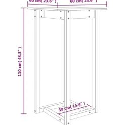 vidaXL Bartafel 60x60x110 cm massief grenenhout