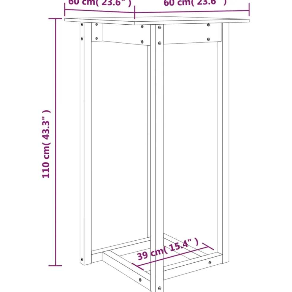 vidaXL Bartafel 60x60x110 cm massief grenenhout