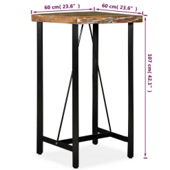 vidaXL Bartafel 60x60x107 cm massief gerecycled hout