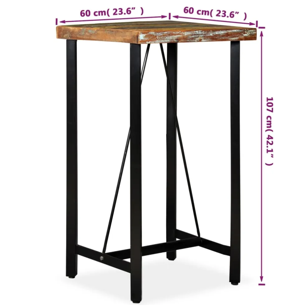 vidaXL Bartafel 60x60x107 cm massief gerecycled hout