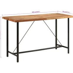 vidaXL Bartafel 180x70x107 cm massief acaciahout en ijzer