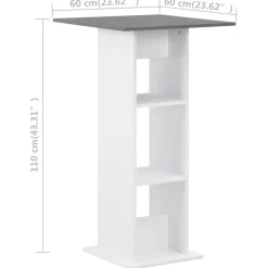 vidaXL Bartafel 60x60x110 cm wit en antracietgrijs
