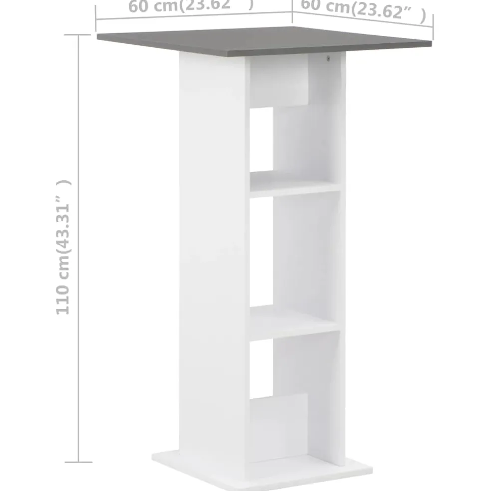 vidaXL Bartafel 60x60x110 cm wit en antracietgrijs