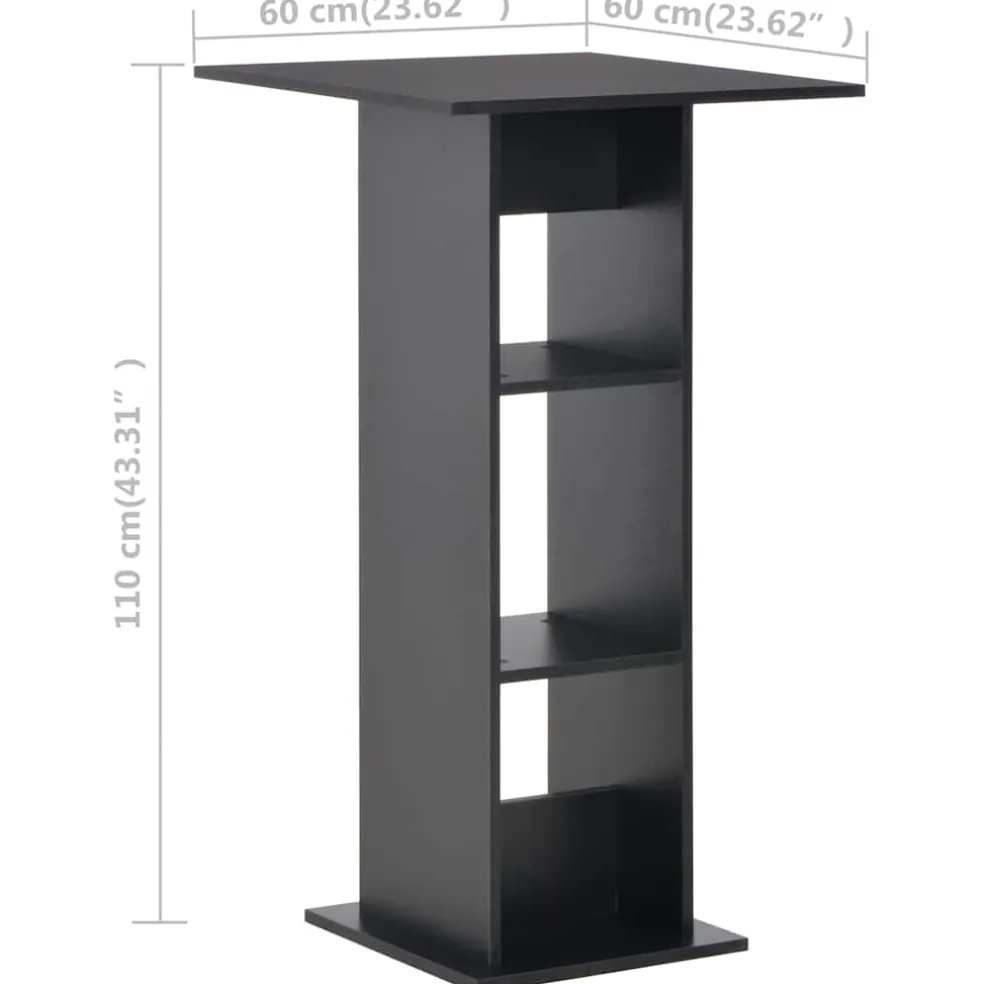 vidaXL Bartafel 60x60x110 cm zwart