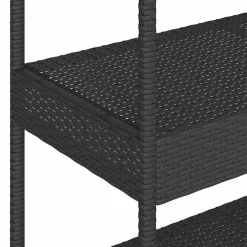 vidaXL Bartrolley 3-laags poly rattan en massief acaciahout zwart
