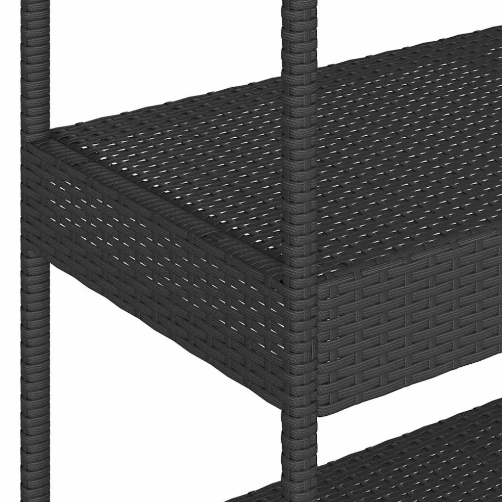 vidaXL Bartrolley 3-laags poly rattan en massief acaciahout zwart