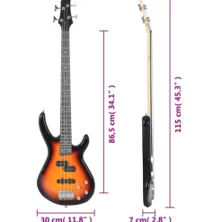 vidaXL Basgitaar voor beginners elektrisch met tas 4/4 46