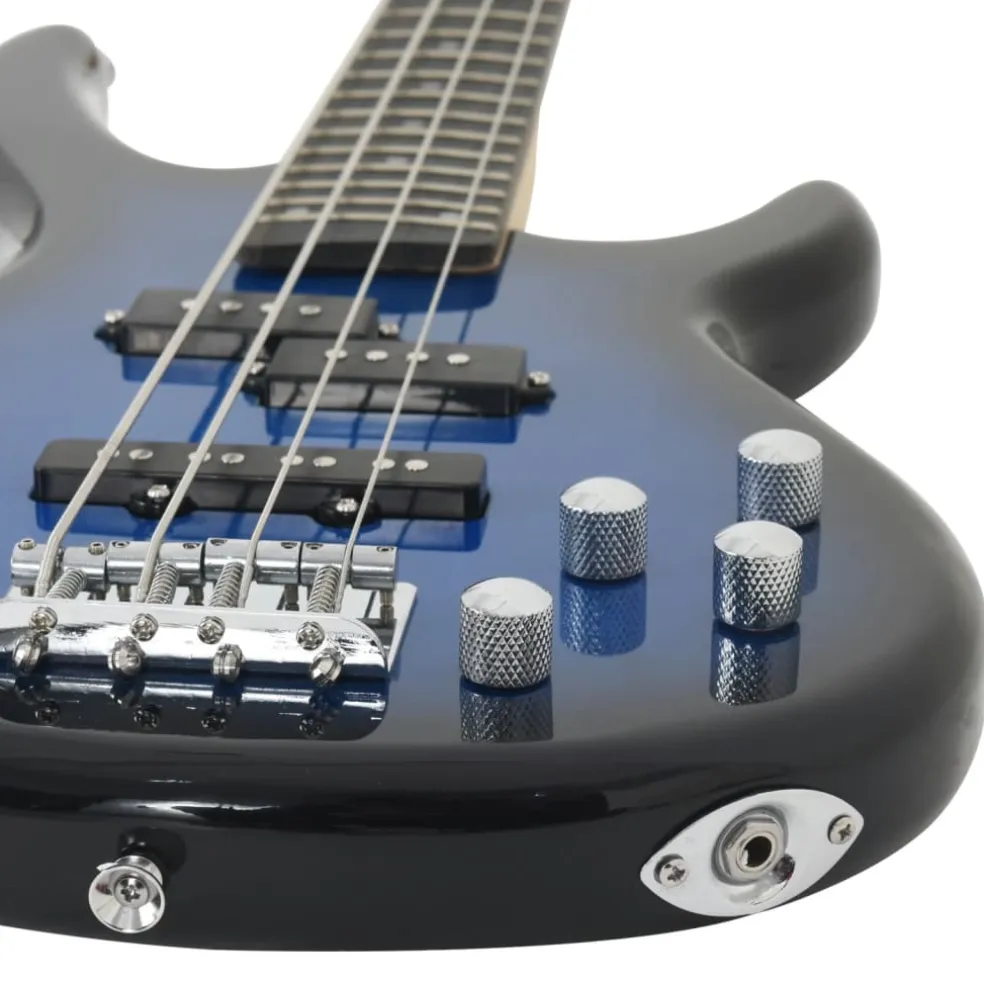 vidaXL Basgitaar voor beginners elektrisch met tas 4/4 46" blauw zwart