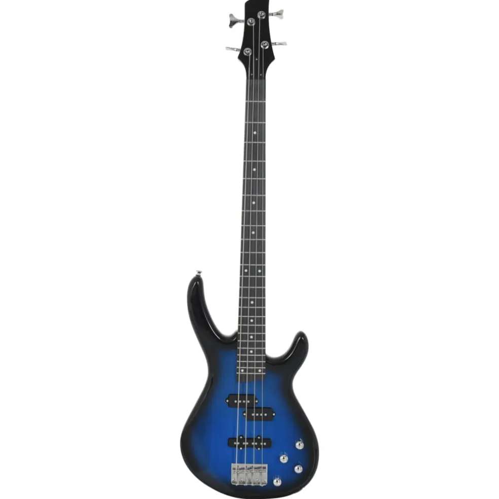 vidaXL Basgitaar voor beginners elektrisch met tas 4/4 46" blauw zwart