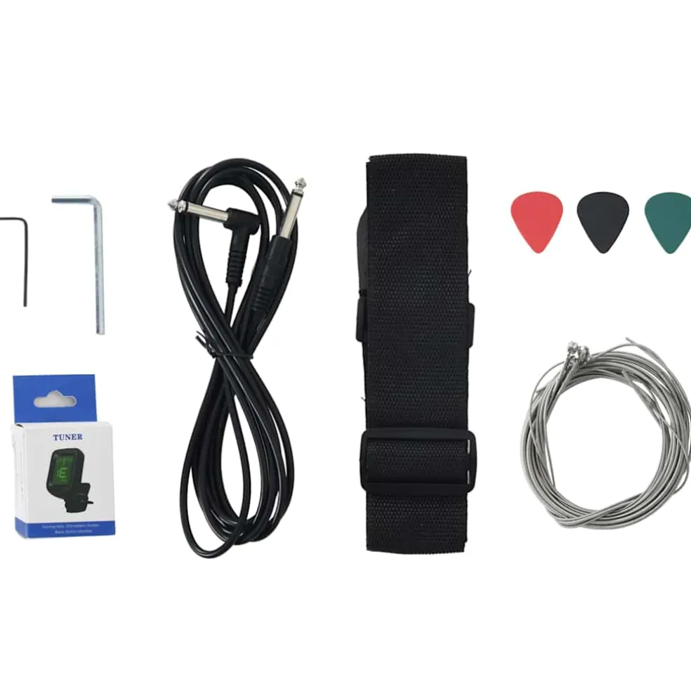 vidaXL Basgitaar voor beginners elektrisch met tas 4/4 46" zwart