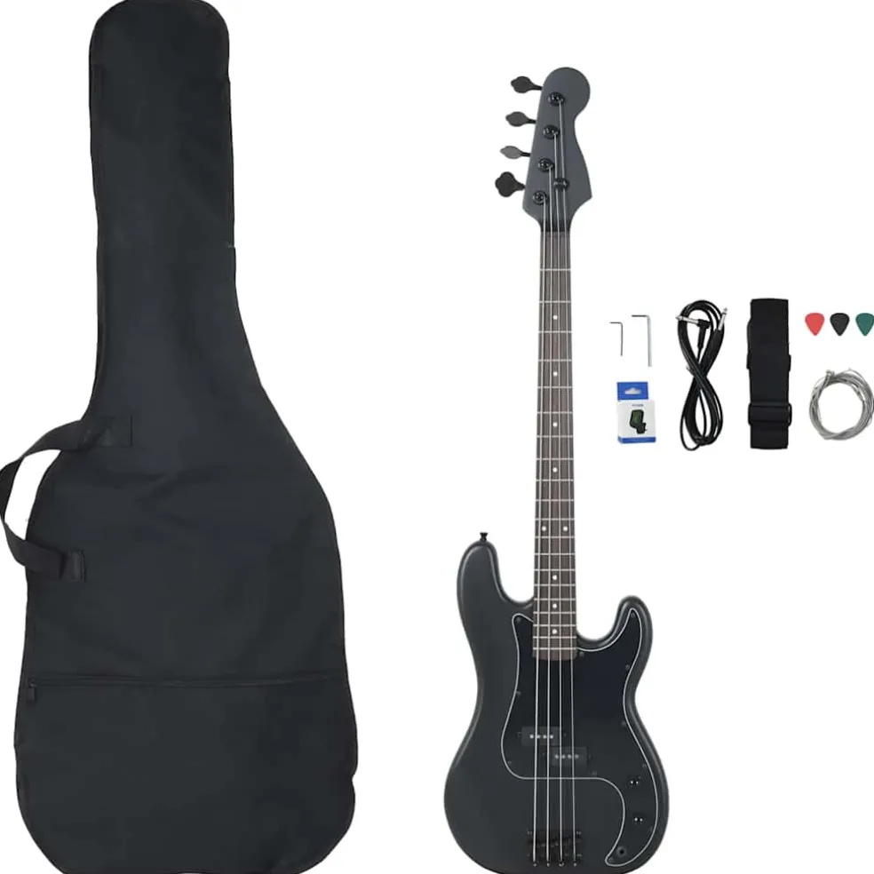 vidaXL Basgitaar voor beginners elektrisch met tas 4/4 46" zwart