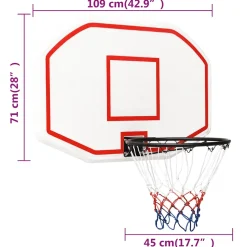 vidaXL Basketbalbord 109x71x3 cm polyetheen wit