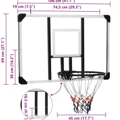 vidaXL Basketbalbord 106x69x3 cm polycarbonaat transparant