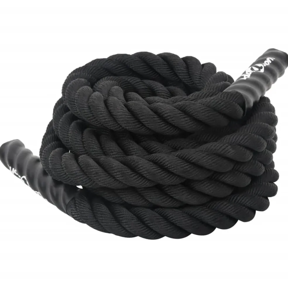 vidaXL Battle Rope Zwart 6 m 4,5 kg Polyester