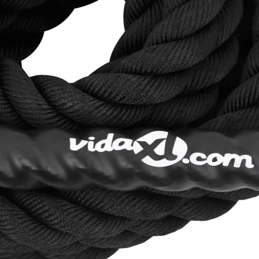 vidaXL Battle Rope Zwart 6 m 4,5 kg Polyester