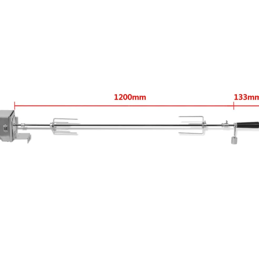 vidaXL BBQ Draaispit met professionele motor staal 1200 mm