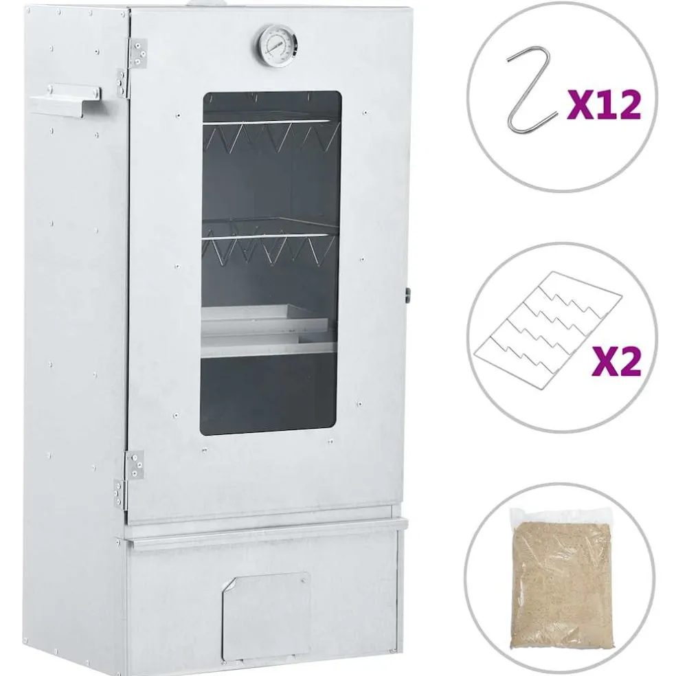 vidaXL BBQ-rookoven met 1 kg houtsnippers 44,5x29x83 cm