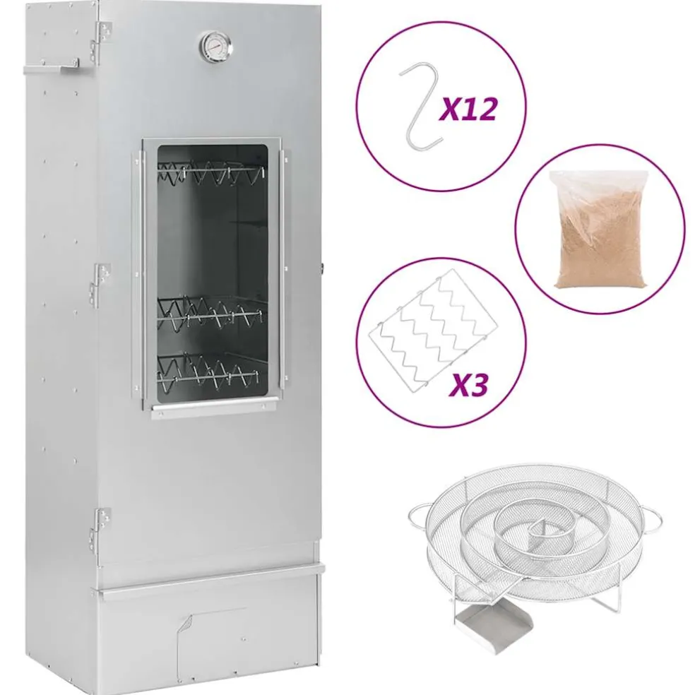 vidaXL BBQ-rookoven met koude rookgenerator gegalvaniseerd staal