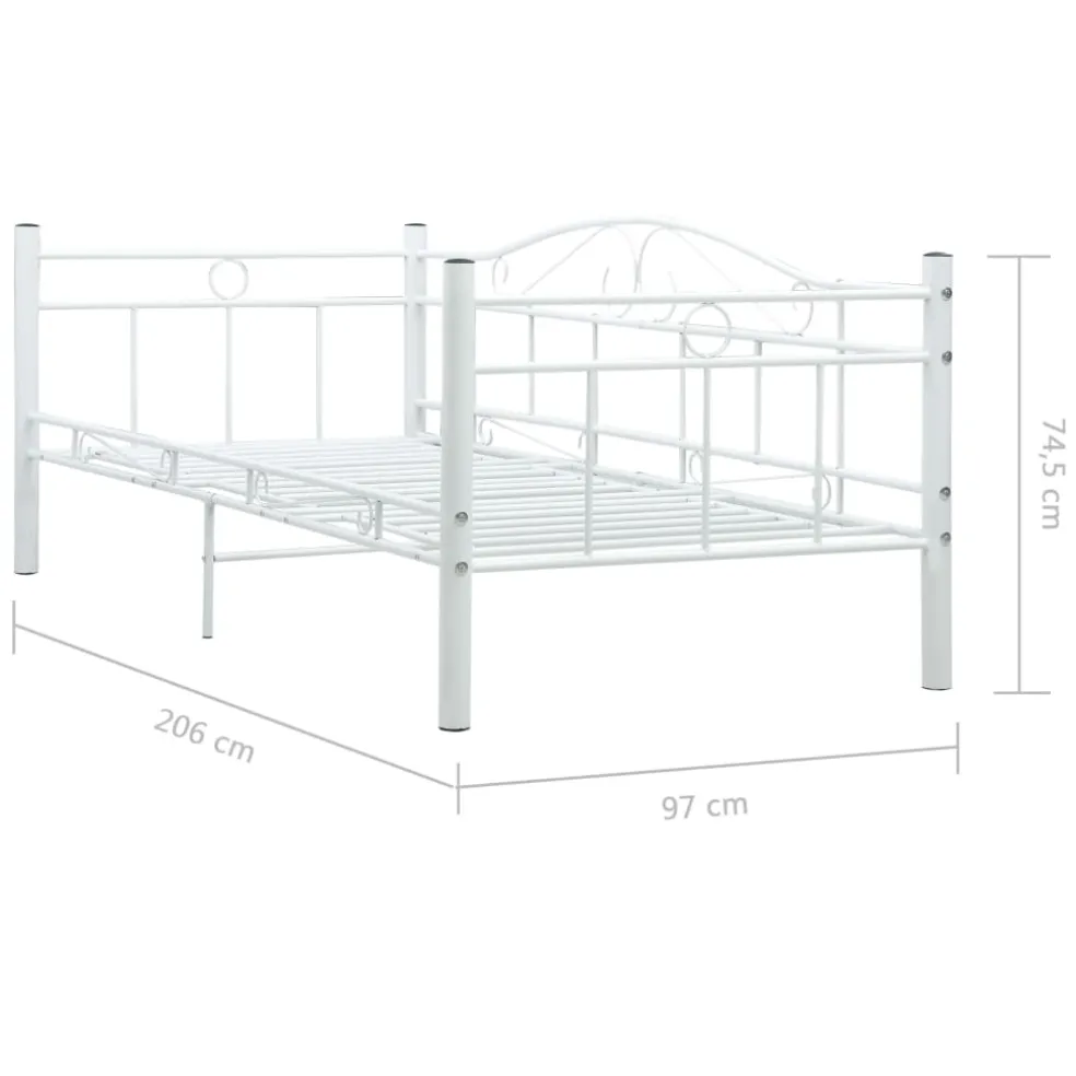 vidaXL Bedbank metaal wit 90x200 cm