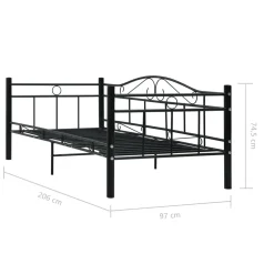 vidaXL Bedbank metaal zwart 90x200 cm
