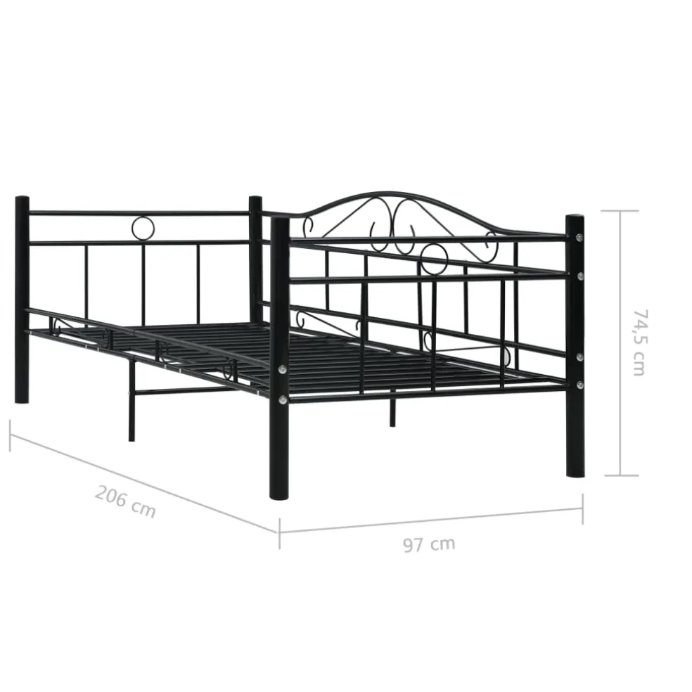 vidaXL Bedbank metaal zwart 90x200 cm