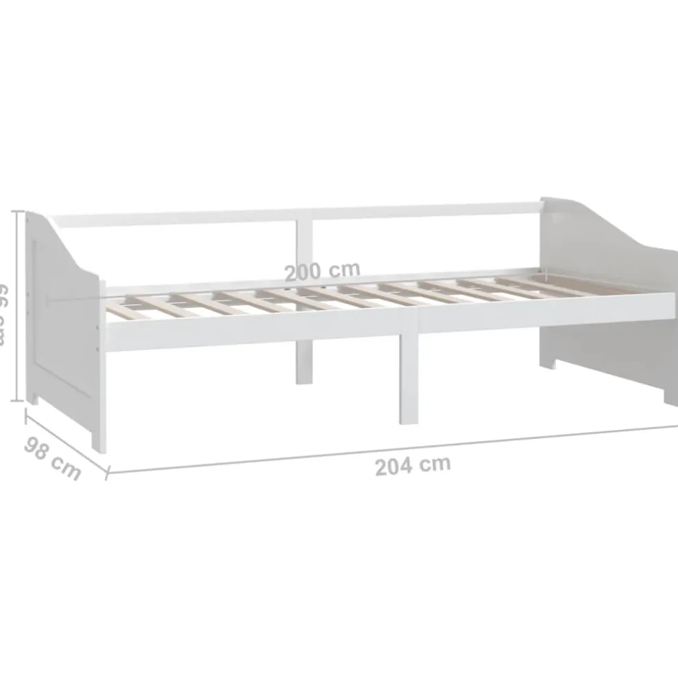 vidaXL Bedbank 3-zits massief grenenhout 90x200 cm wit