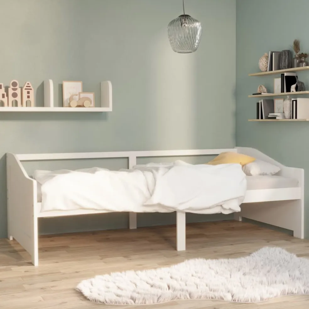 vidaXL Bedbank 3-zits massief grenenhout 90x200 cm wit