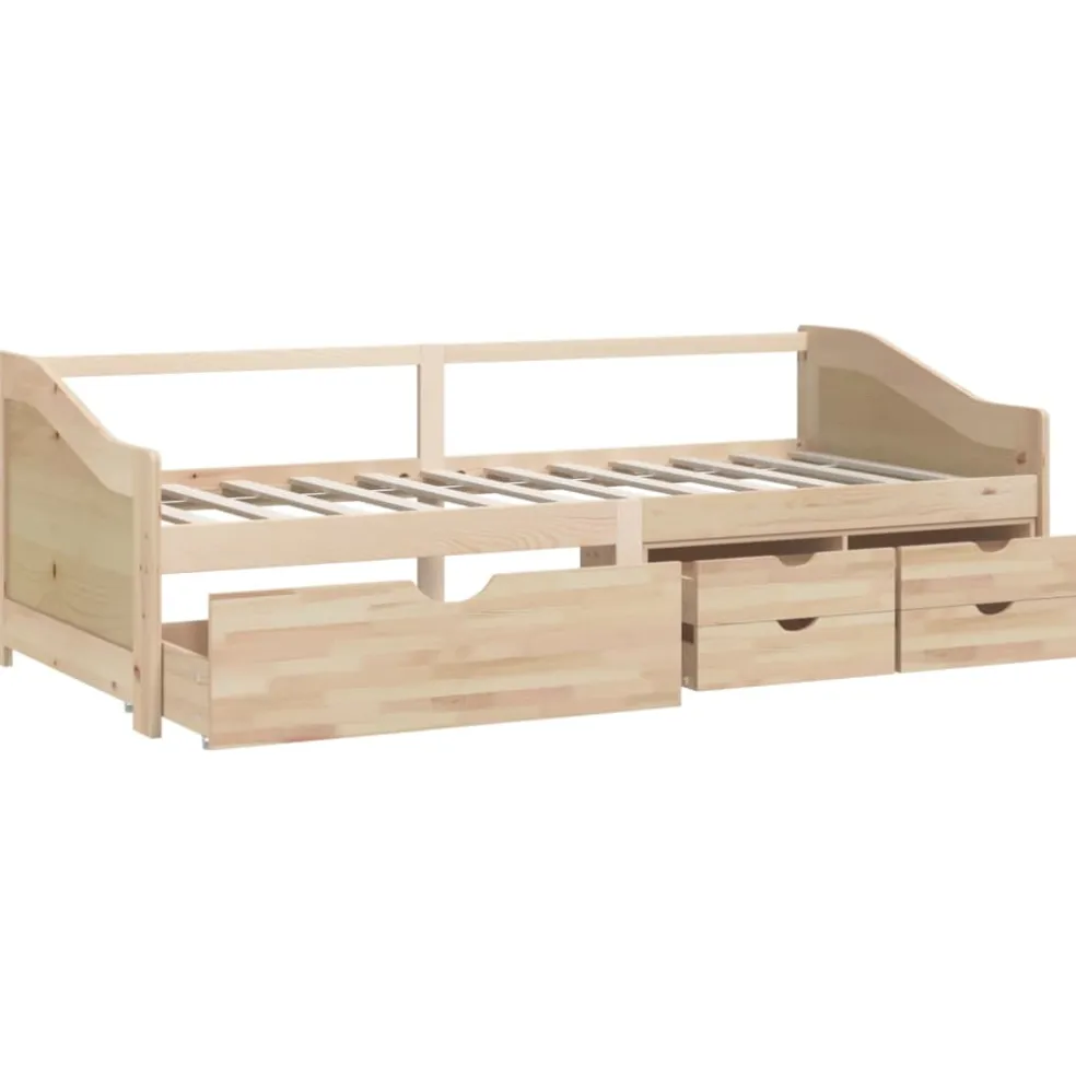 vidaXL Bedbank 3-zits met lades massief grenenhout 90x200 cm