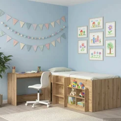 vidaXL Bed Bureau Artisanaal eiken Bewerkt hout 100 x 45 x 75 cm