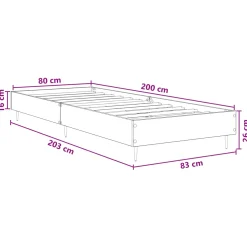 vidaXL Bedframe Artisanaal eiken 80 x 200 cm Bewerkt hout