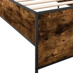 vidaXL Bedframe bewerkt hout en metaal gerookt eikenkleurig 100x200 cm