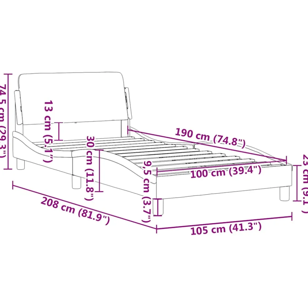 vidaXL Bedframe "Dover" kunstleer zwart 100x190 cm