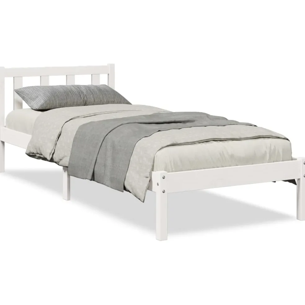 vidaXL Bedframe extra lang zonder matras grenenhout wit 80x210 cm