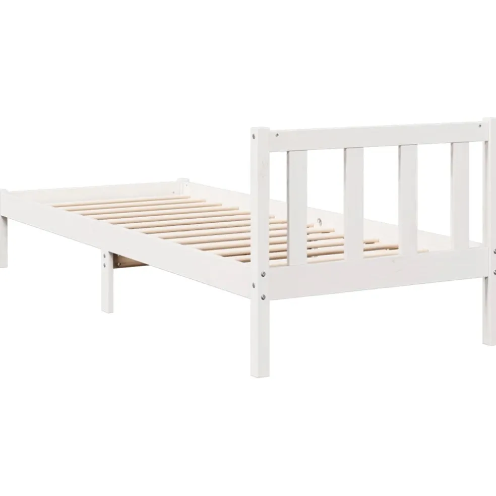 vidaXL Bedframe extra lang zonder matras grenenhout wit 80x210 cm