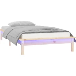 vidaXL Bedframe LED massief hout 90x200 cm