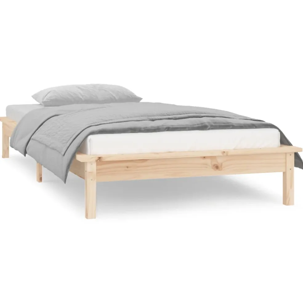 vidaXL Bedframe LED massief hout 90x200 cm