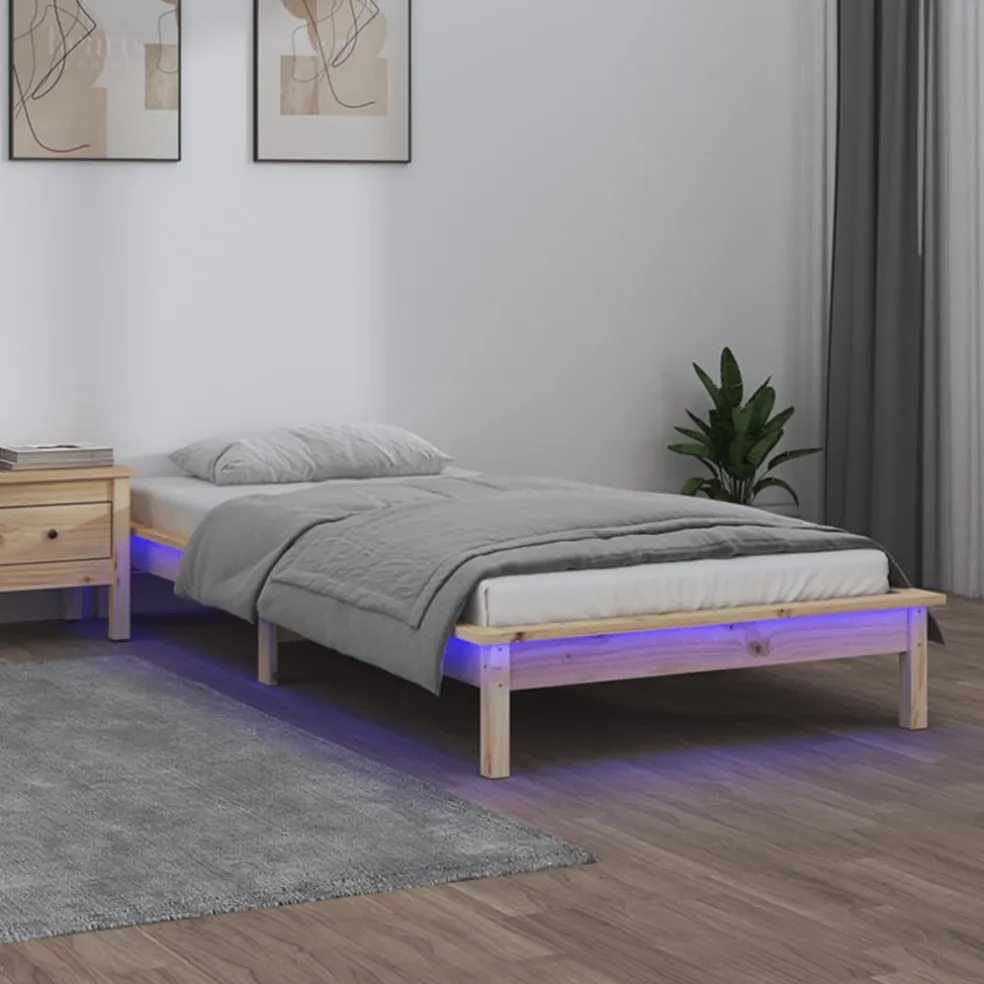 vidaXL Bedframe LED massief hout 90x200 cm