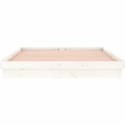 vidaXL Bedframe LED massief hout wit 120x200 cm