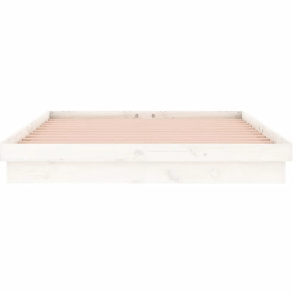 vidaXL Bedframe LED massief hout wit 120x200 cm