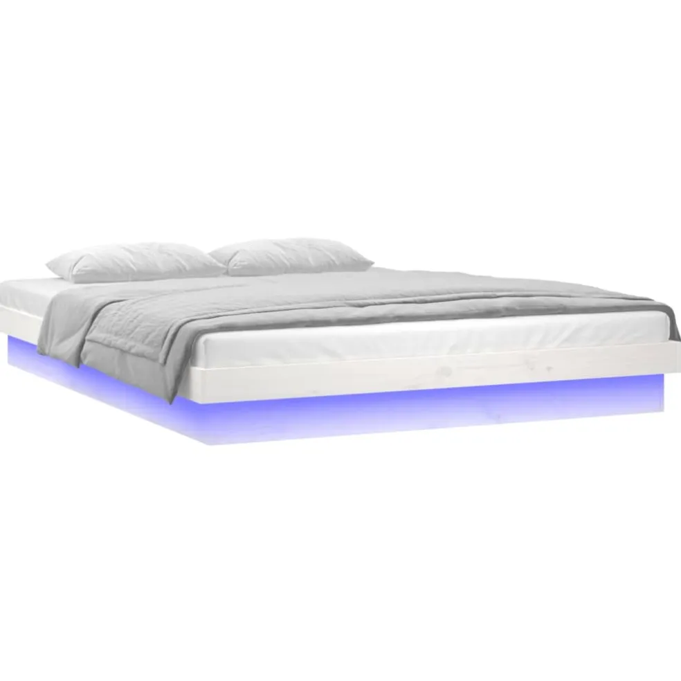 vidaXL Bedframe LED massief hout wit 120x200 cm