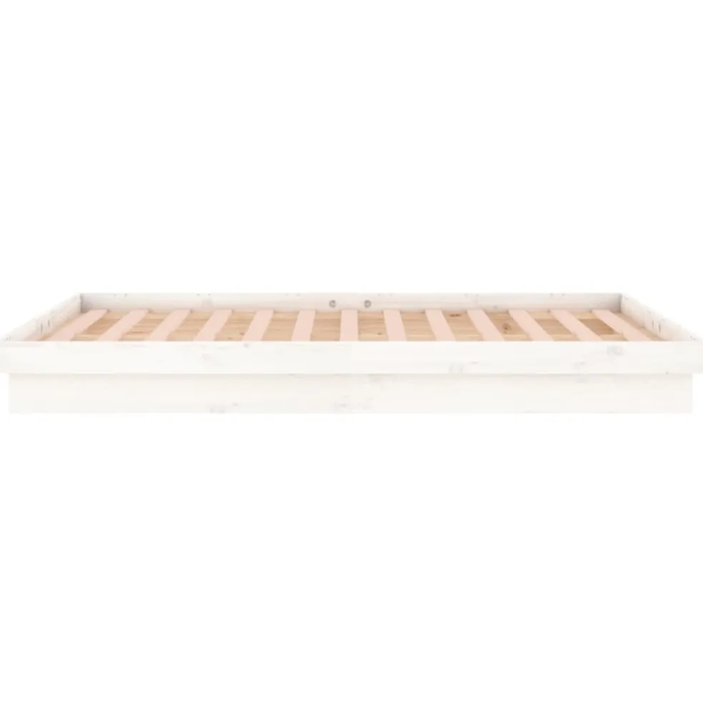 vidaXL Bedframe LED massief hout wit 120x200 cm