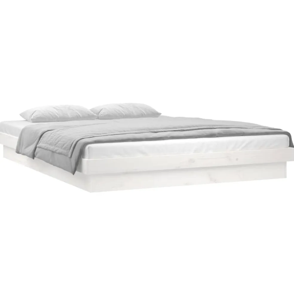 vidaXL Bedframe LED massief hout wit 120x200 cm