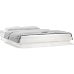 vidaXL Bedframe LED massief hout wit 120x200 cm