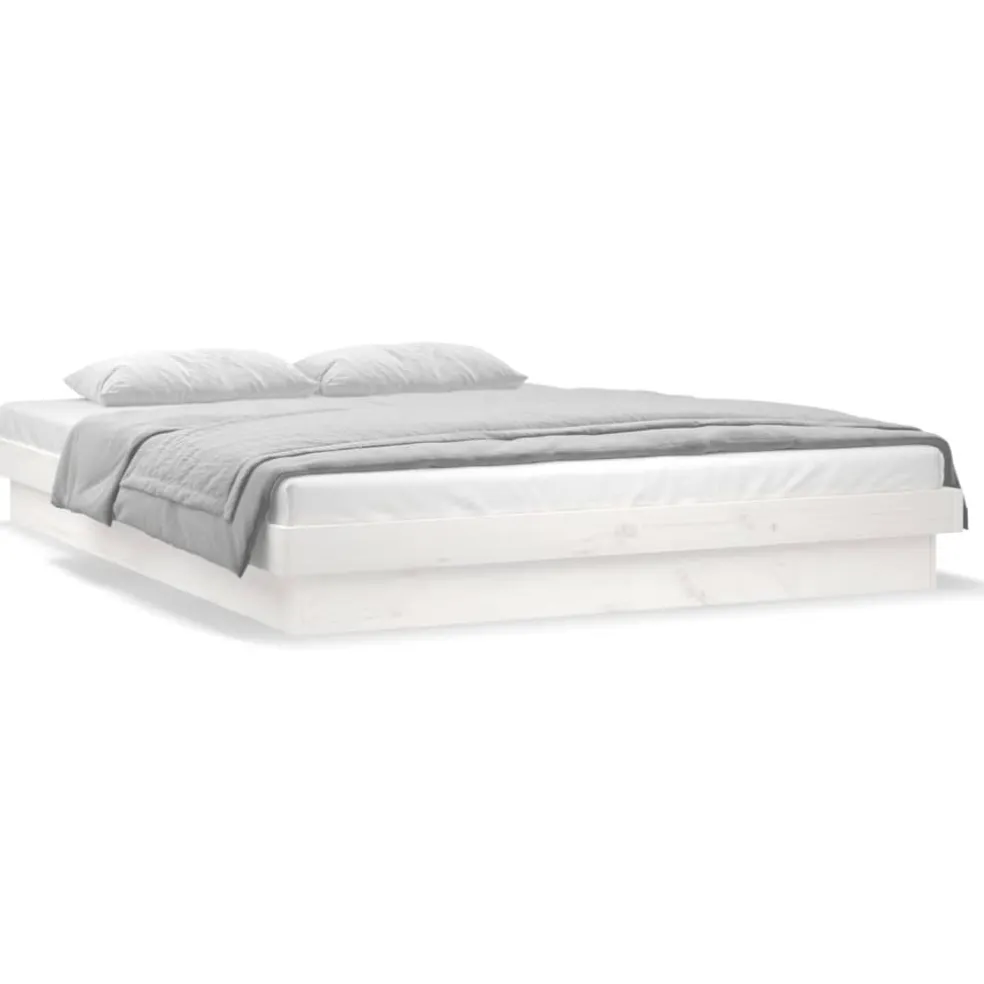 vidaXL Bedframe LED massief hout wit 120x200 cm