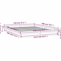 vidaXL Bedframe LED massief hout wit 120x200 cm