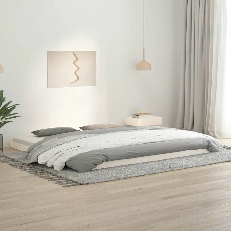 vidaXL Bedframe massief grenenhout wit 200x200 cm