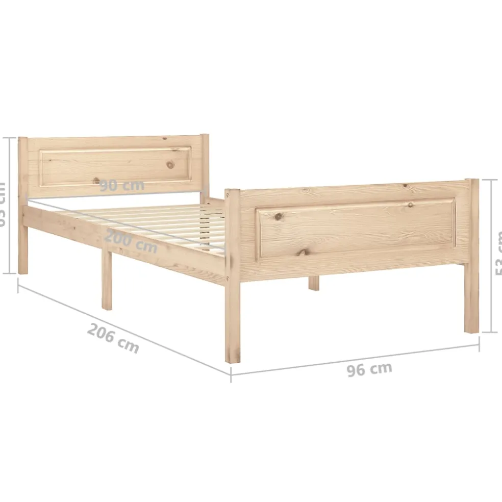 vidaXL Bedframe massief grenenhout 90x200 cm