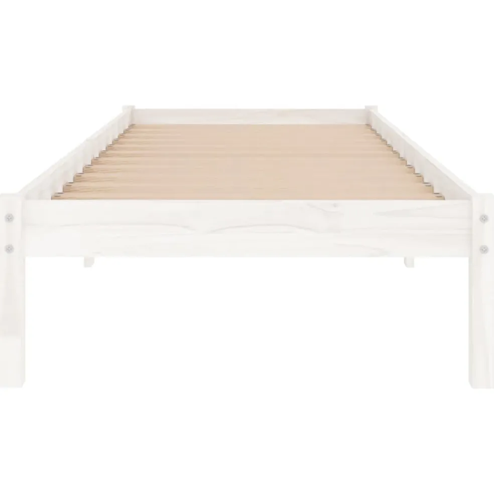 vidaXL Bedframe massief hout wit 75x190 cm