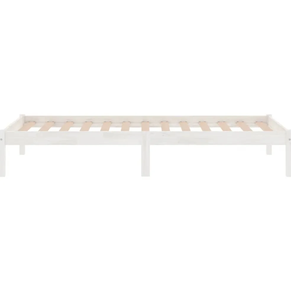 vidaXL Bedframe massief hout wit 75x190 cm