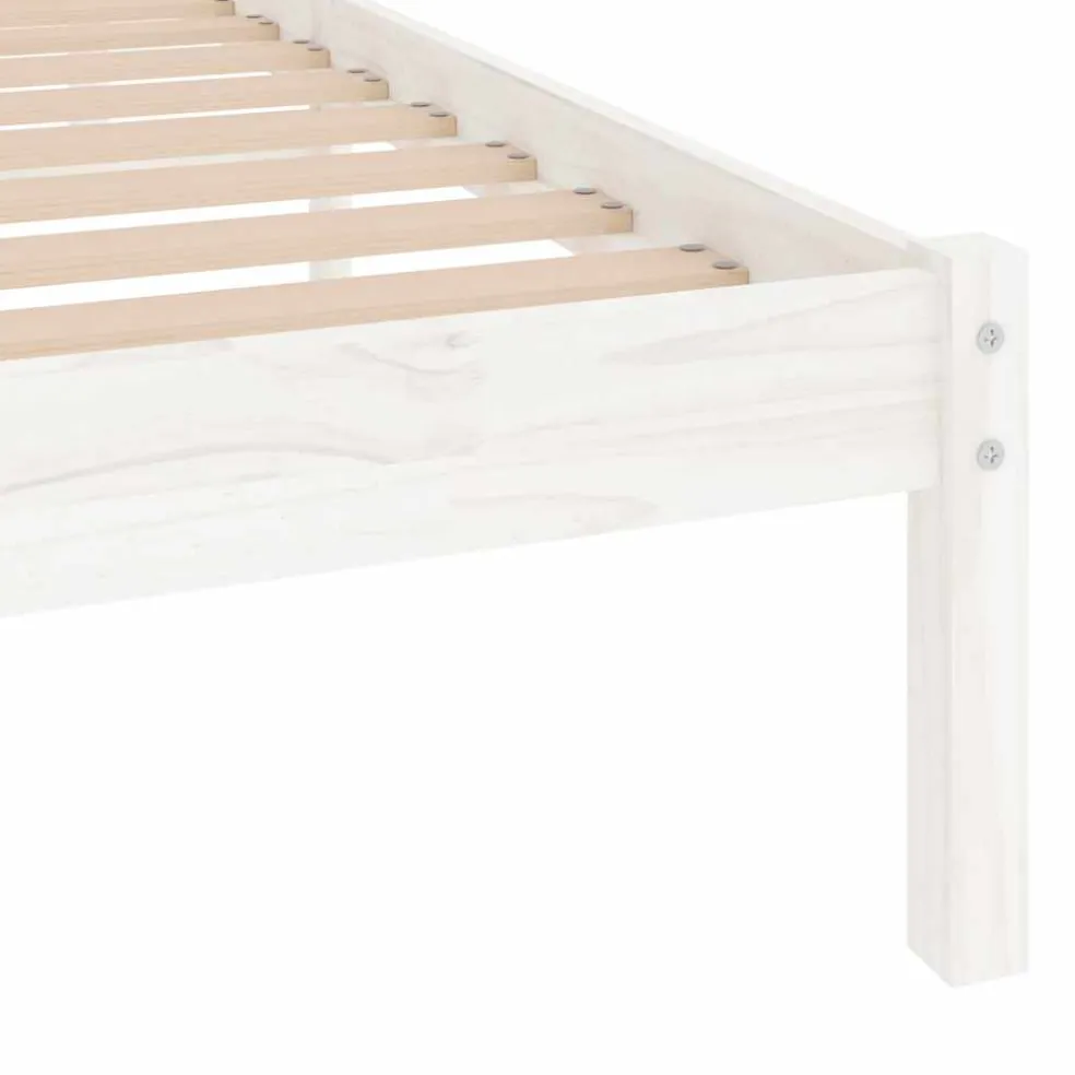 vidaXL Bedframe massief hout wit 75x190 cm